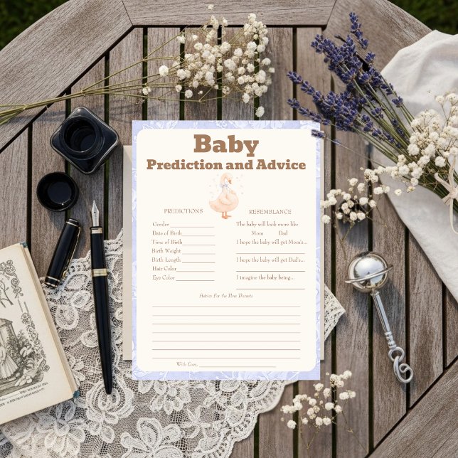 Silly Goose Blue Baby Predictions & Advice Card Einladung (Silly Goose Blue Baby Predictions & Advice Card)