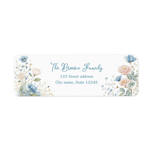 Silly Goose Blue Botanical Return Address Label (Vorne)