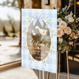 Silly Goose Blue Gingham Baby Shower Welcome Acrylschild
