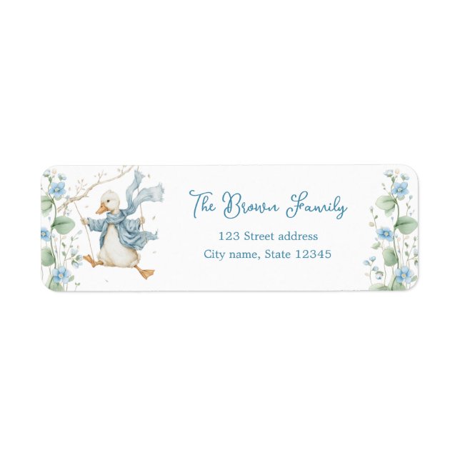 Silly Goose Blue Return Address Label (Vorne)