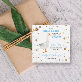 Silly Goose Blue Watercolor Boys Baby Shower Geschenkanhänger