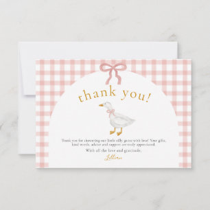 Silly Goose Blush Pink Gingham Baby Shower Dankeskarte