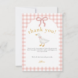 Silly Goose Blush Pink Gingham Baby Shower Dankeskarte