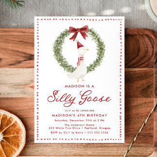 Silly Goose Christmas Red Bow Birthday Einladung