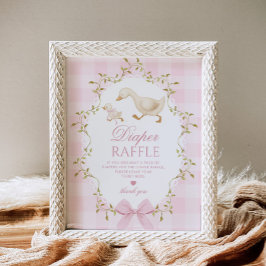 Silly Goose Diaper raffle Pink Gingham Bow Poster