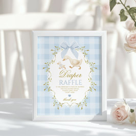 Silly Goose Diaper Raffle Sage Green Whimsical Poster