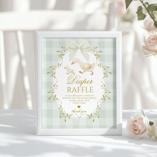 Silly Goose Diaper Raffle Sage Grün Whimsical Poster