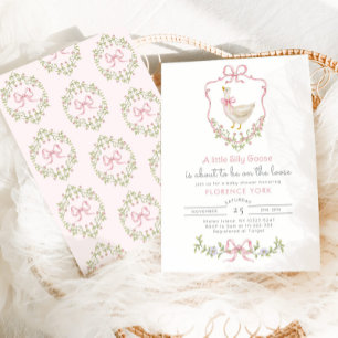 Silly Goose fantastische rosa Schleife Baby Mädche Einladung