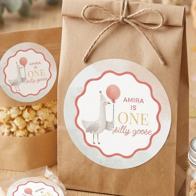 Silly Goose First Birthday Sticker Personalized (Von Creator hochgeladen)