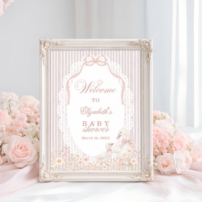 Silly Goose Flower Lace Girl Baby Shower Welcome Poster (Von Creator hochgeladen)