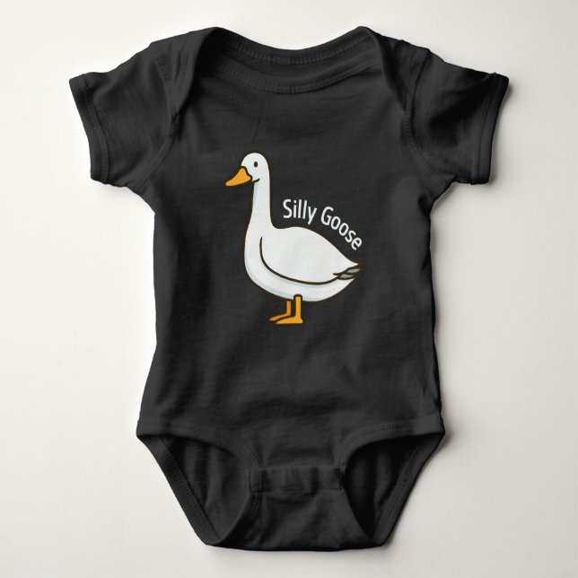 Silly Goose Funny Cartoon Goose Baby Strampler (Vorderseite)