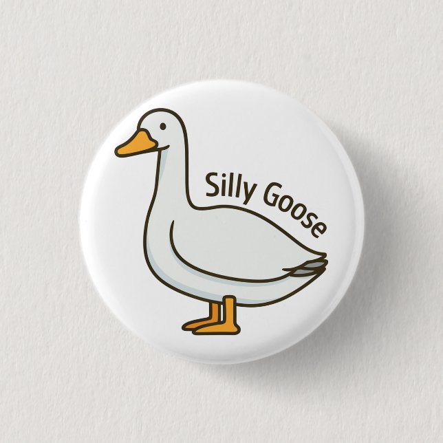 Silly Goose Funny Cartoon Goose Button (Vorderseite)