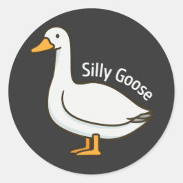 Silly Goose Funny Cartoon Goose Runder Aufkleber