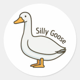 Silly Goose Funny Cartoon Goose Runder Aufkleber
