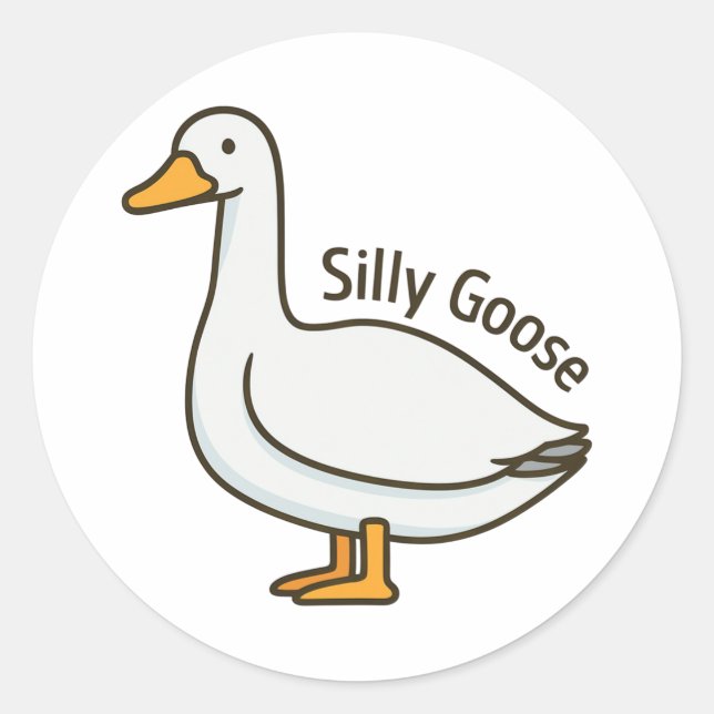 Silly Goose Funny Cartoon Goose Runder Aufkleber (Vorderseite)