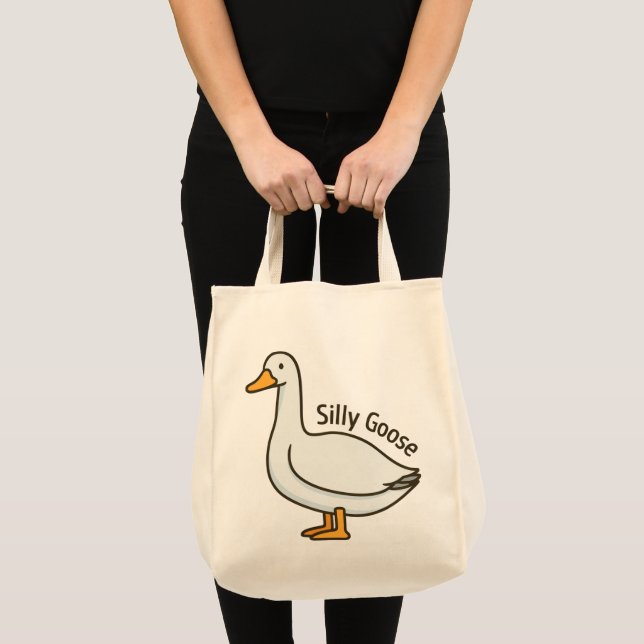 Silly Goose Funny Cartoon Goose Tragetasche (Vorderseite (Produkt))