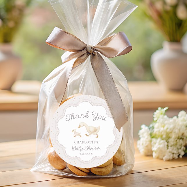 Silly Goose Gender Neutral Baby Shower Thank You Runder Aufkleber (Von Creator hochgeladen)