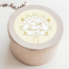 Silly Goose Gender neutral Gingham Thank you Runder Aufkleber