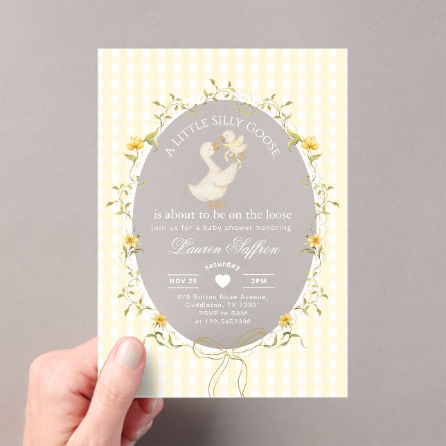 Silly Goose Gender neutral Whimsical Baby Shower Acryleinladungen (Insitu (Handheld))