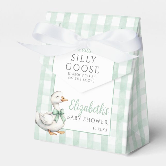 Silly Goose Gingham Gender Neutral Baby Shower Geschenkschachtel (Vorderseite)
