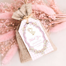 Silly Goose Gingham Girl  Baby Shower Thank You Geschenkanhänger