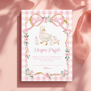 Silly Goose Gingham Rosa Blumenwindel-Raffle Begleitkarte