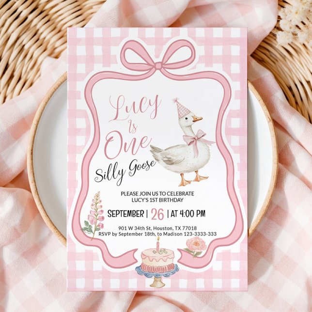 Silly Goose Girl 1st Birthday Invitation Einladung (Von Creator hochgeladen)
