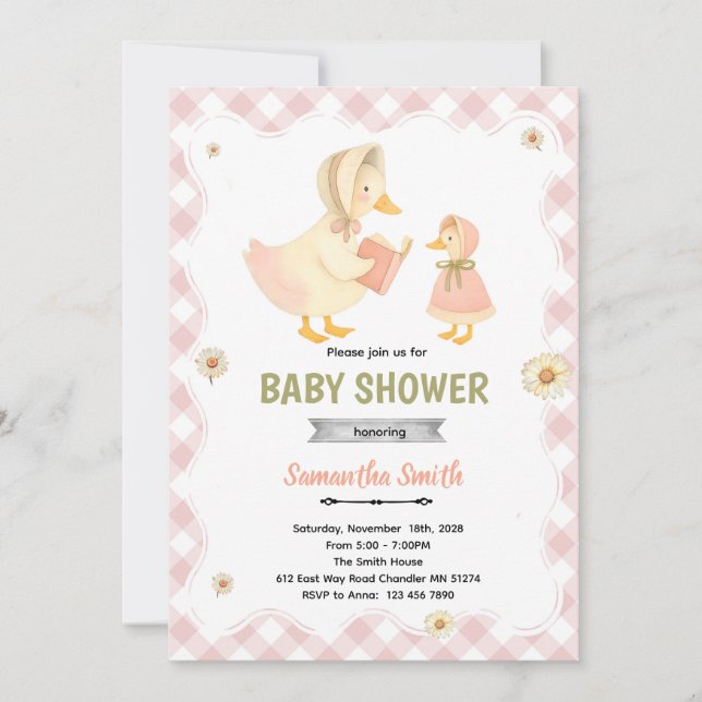 Silly Goose girl Baby Shower Invitation Einladung (Vorderseite)