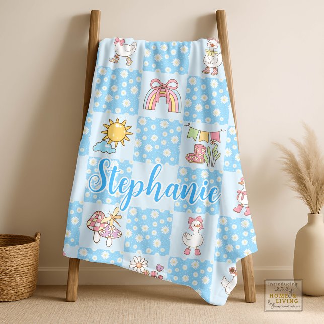 Silly Goose Girl Design Blue Fleecedecke (Von Creator hochgeladen)