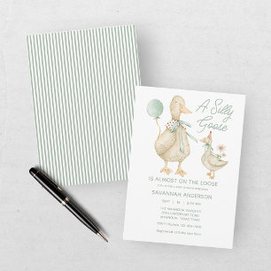 Silly Goose Green Baby Shower Einladung