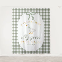 Silly Goose Green Gingham Baby Shower Backdrop