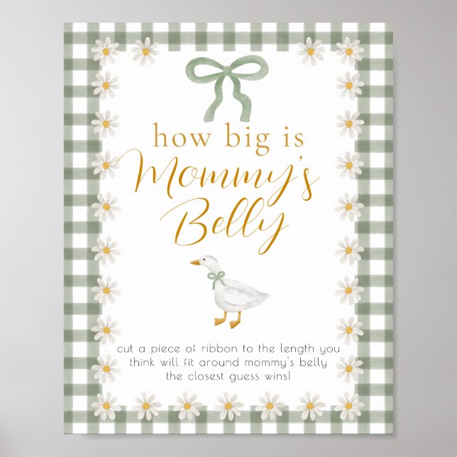 Silly Goose Green Gingham Baby Shower Game  Poster (Vorne)