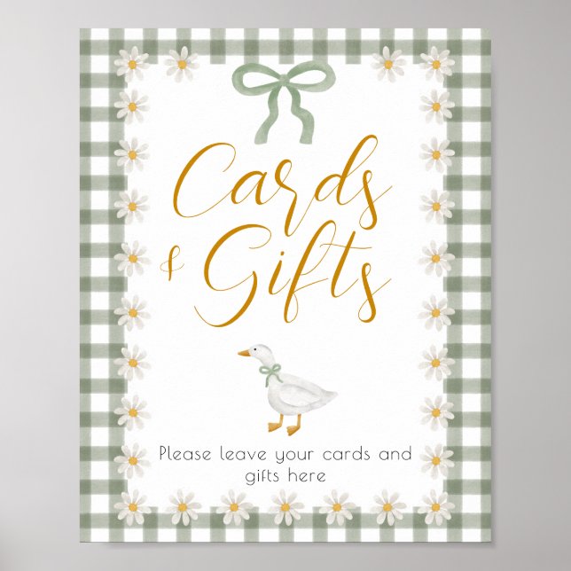 Silly Goose Green Gingham Baby Shower Gift Table  Poster (Vorne)