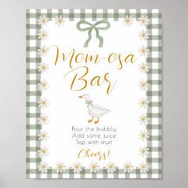 Silly Goose Green Gingham Mimosa Bar Baby Shower  Poster