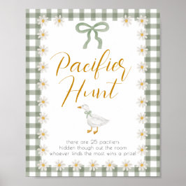 Silly Goose Green Gingham Pacifier Hunt Game Poster
