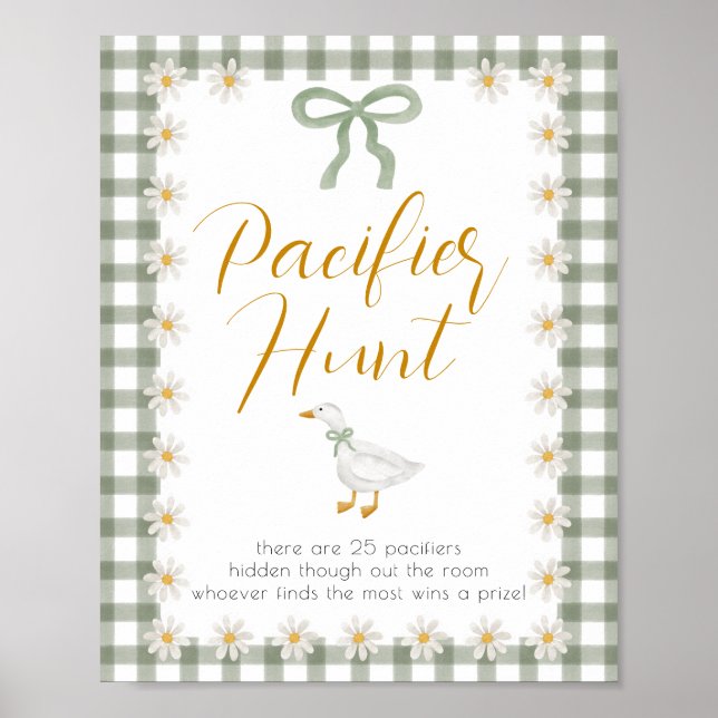 Silly Goose Green Gingham Pacifier Hunt Game Poster (Vorne)