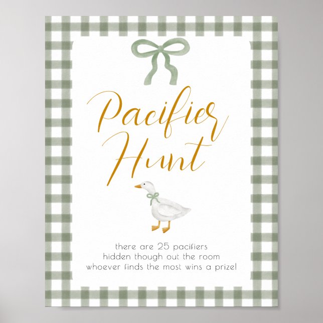 Silly Goose Green Gingham Pacifier Hunt Game Poster (Vorne)
