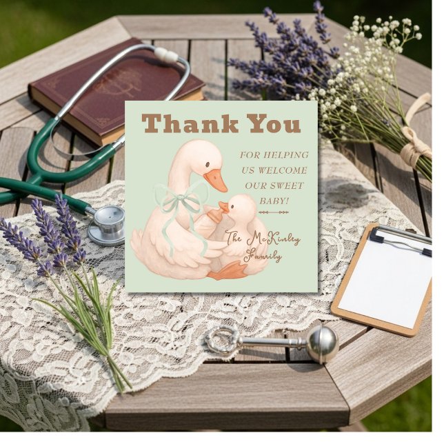 Silly Goose Green Labor  Delivery NICU Hospital    Dankeskarte (Silly Goose Green Labor Delivery NICU Hospital Thank You Card)