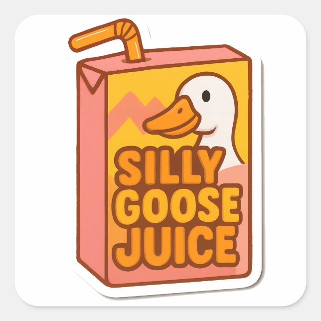 Silly Goose Juice  Quadratischer Aufkleber (Vorderseite)