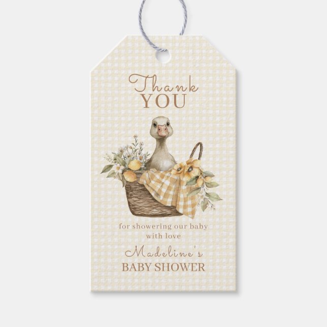 Silly Goose Lemon Baby Shower Thank You Geschenkanhänger (Vorderseite)