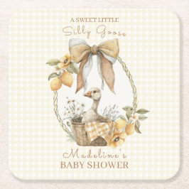 Silly Goose Lemon Watercolor Baby Shower Rechteckiger Pappuntersetzer