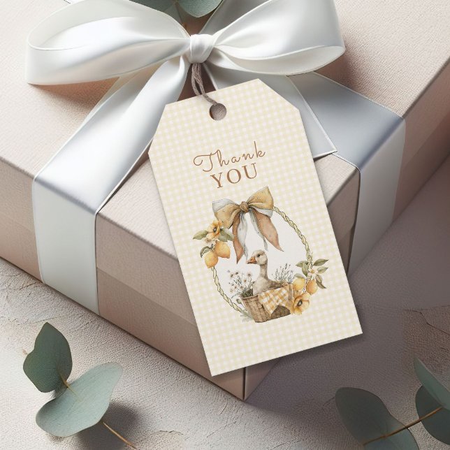 Silly Goose Lemon Watercolor Baby Shower Thank You Geschenkanhänger (Von Creator hochgeladen)