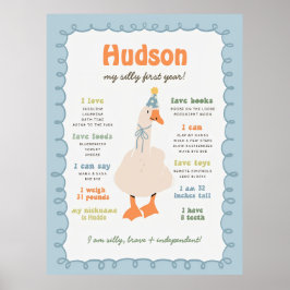 Silly Goose Milestone Board, Printable One Silly Poster