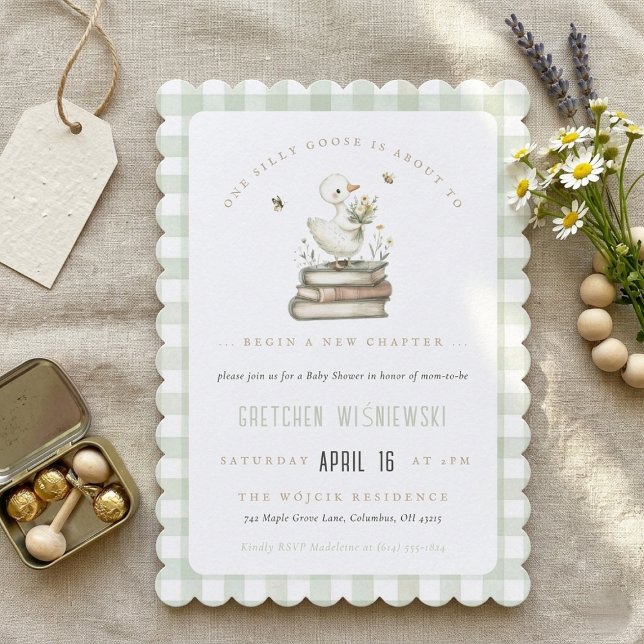 Silly Goose New Chapter Spring Baby Shower  Einladung (Silly Goose New Chapter Spring Baby Shower Invitation)