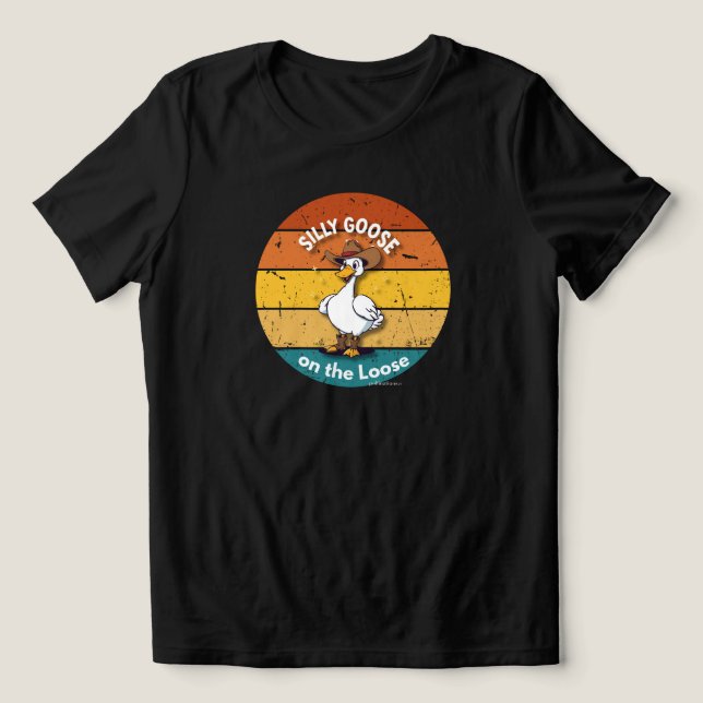 Silly Goose on the Loose – Cowboy Goose Funny West Tri-Blend Shirt (Design Vorderseite)