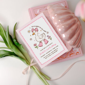 Silly Goose on the Loose Pink Bow Floral Einladung