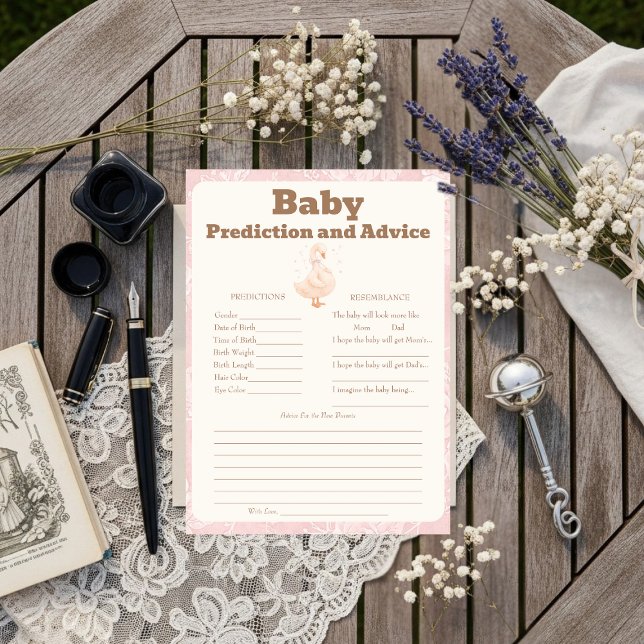 Silly Goose Pink Baby Predictions & Advice Card Einladung (Silly Goose Pink Baby Predictions & Advice Card)