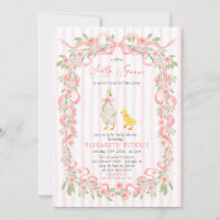 Silly Goose Pink Bow Floral QR Code Baby Shower 