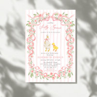 Silly Goose Pink Bow Floral QR Code Baby Shower