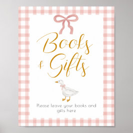 Silly Goose Pink Gingham Baby Shower Gift Table Poster